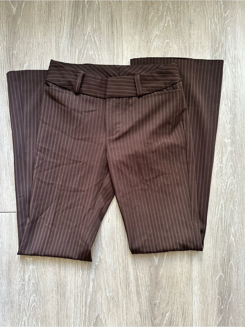 Vintage 5-7-9 Brown Pinstripe Wide-Leg Pants